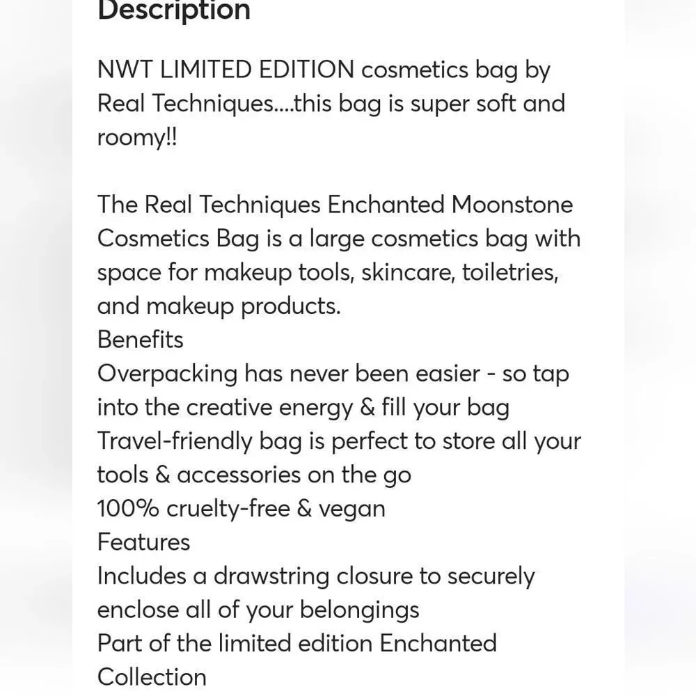 Real Techniques Enchanted‎ Moonstone Bag- Limited Edition